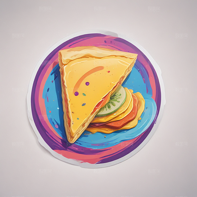 一张鸡蛋饼插画卡通风格贴纸