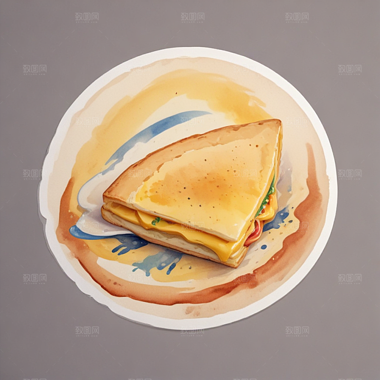 一张鸡蛋饼插画卡通风格贴纸