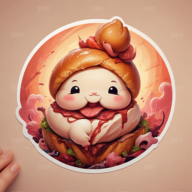 一个肉夹馍插画卡通风格贴纸