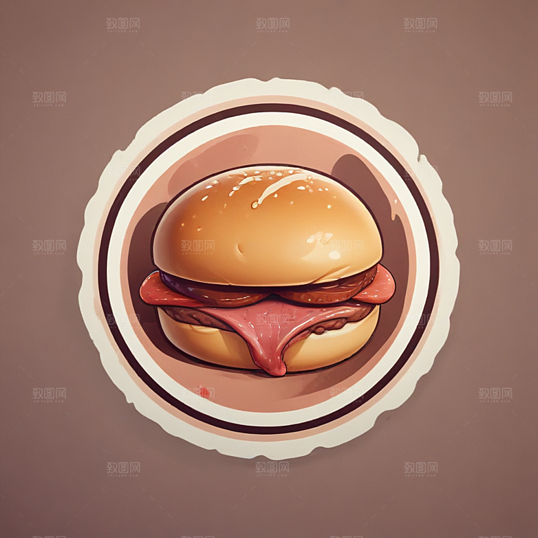 一个肉夹馍插画卡通风格贴纸