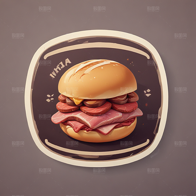 一个肉夹馍插画卡通风格贴纸