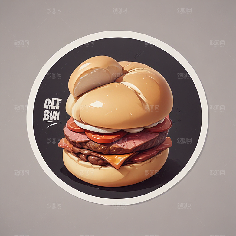 一个肉夹馍插画卡通风格贴纸
