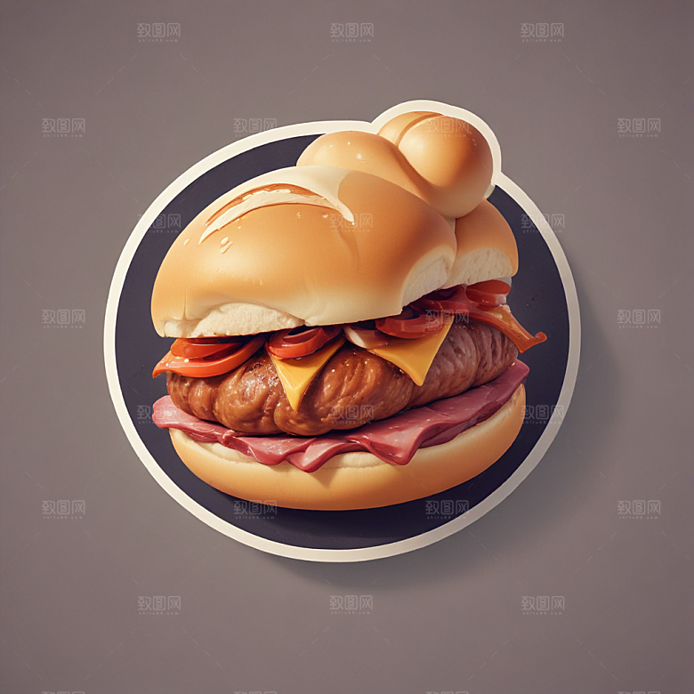 一个肉夹馍插画卡通风格贴纸