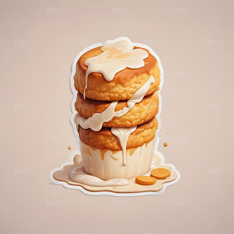 一份豆浆油条插画卡通风格贴纸