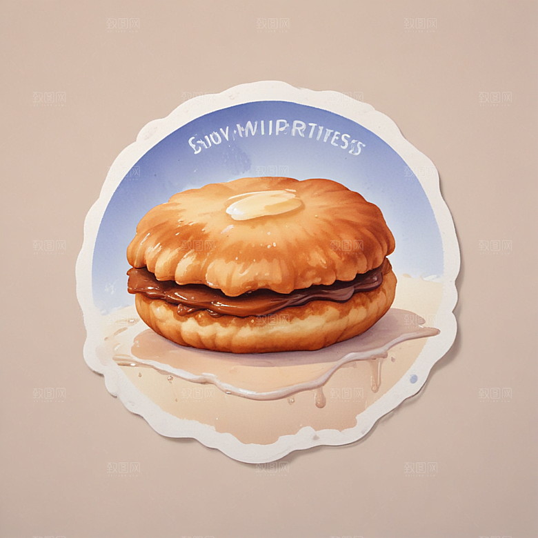 一份豆浆油条插画卡通风格贴纸
