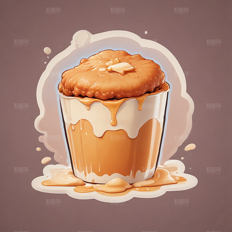 一份豆浆油条插画卡通风格贴纸