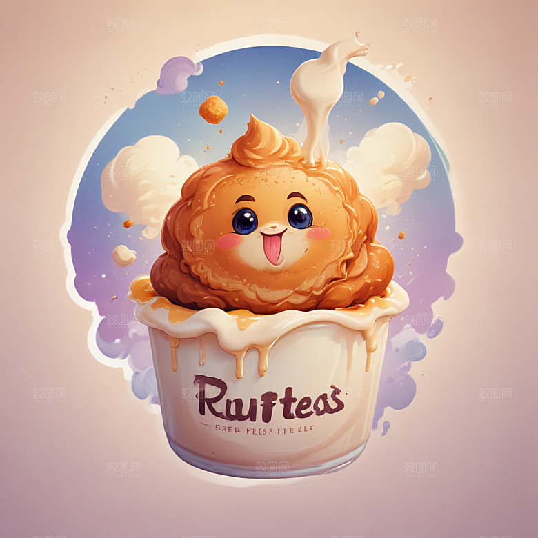 一份豆浆油条插画卡通风格贴纸