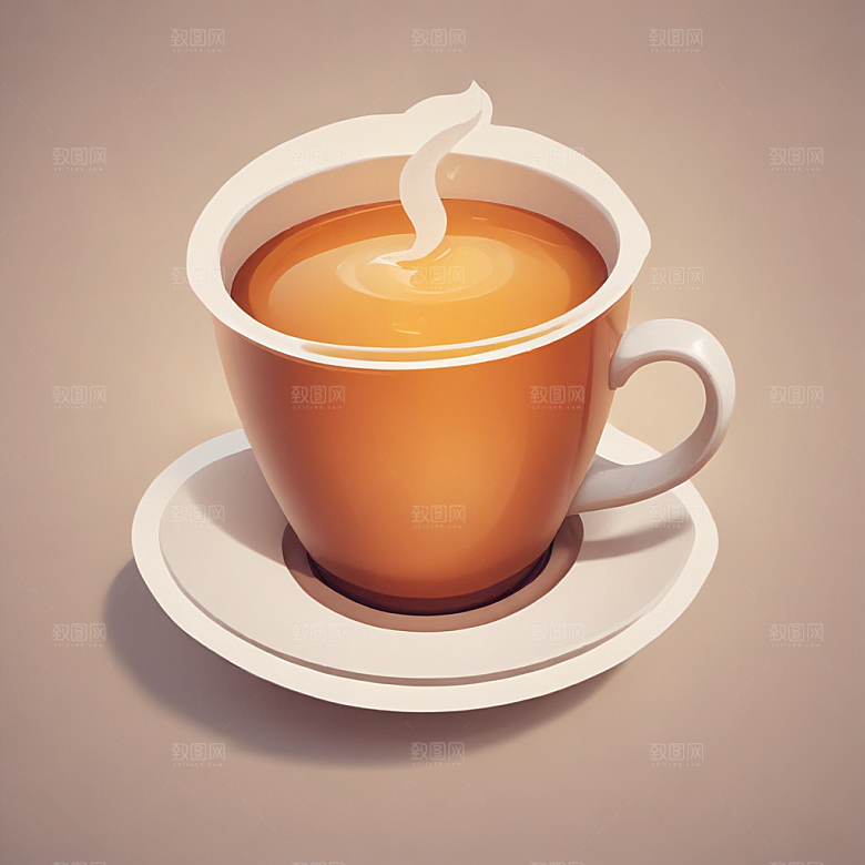 一杯茶插画卡通风格贴纸
