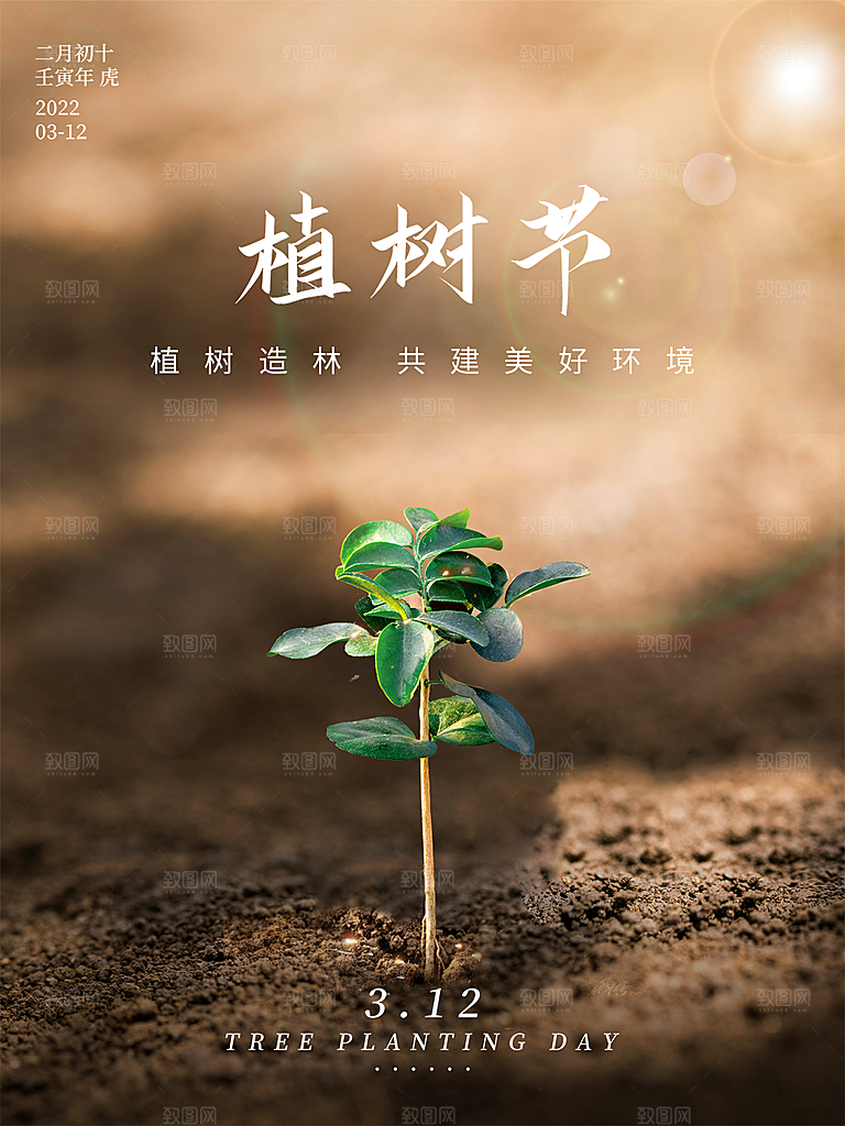 312植树节插画海报模版