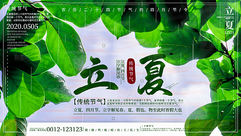 立夏节气简约大气展板
