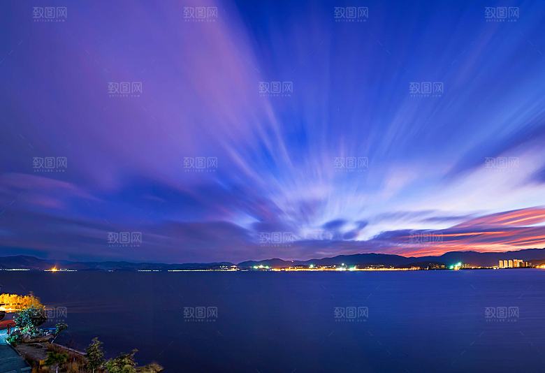 洱海晨曦设计图片高清素材