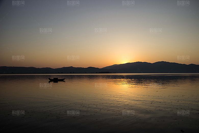 洱海日出风景图片设计素材