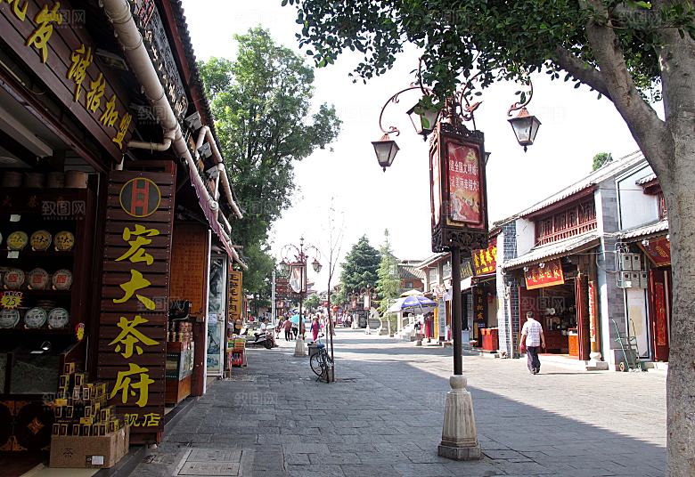 中国元素大理古镇夜景素材