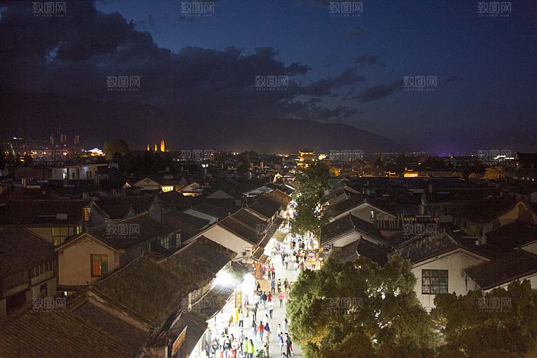 中国元素大理古镇夜景