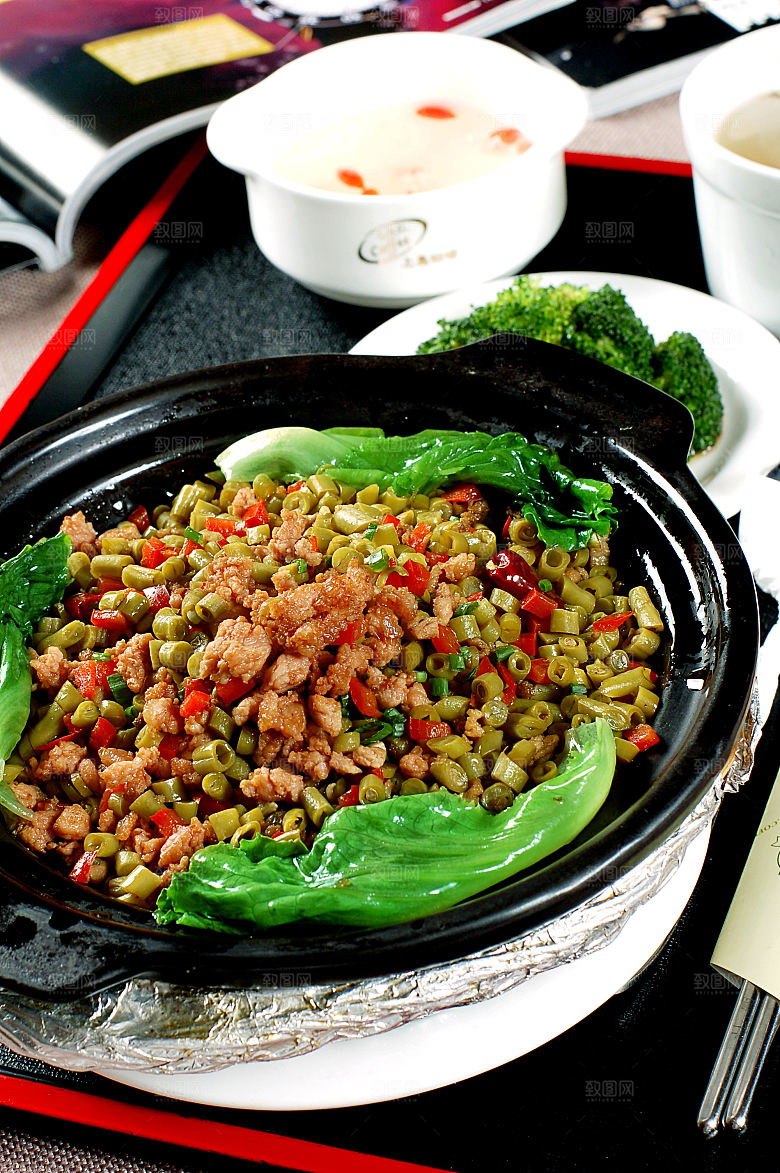 煲仔豇豆肉沫煲仔高清图片设计素材