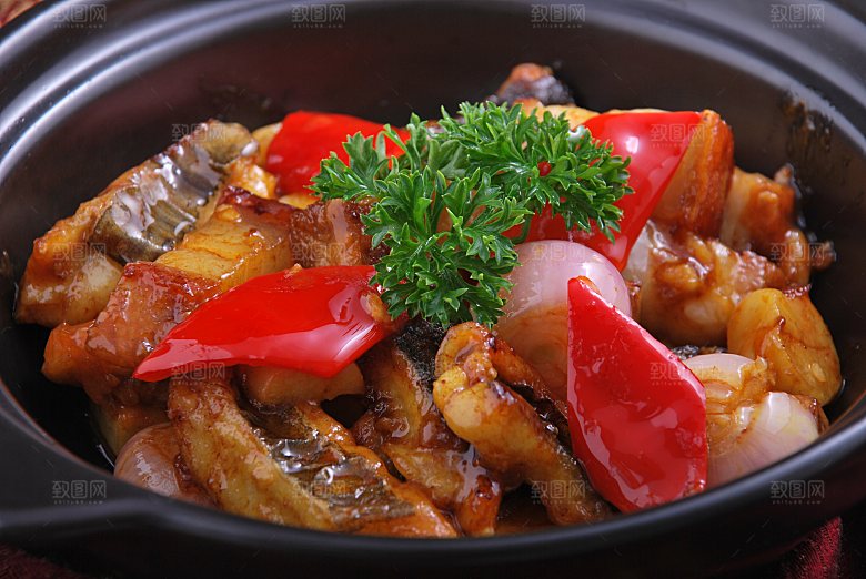煲仔蒜汁火腩钳鱼高清图片设计素材