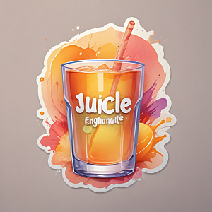 一杯果汁插画卡通风格贴纸