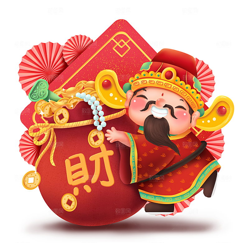 免抠卡通财神爷元素