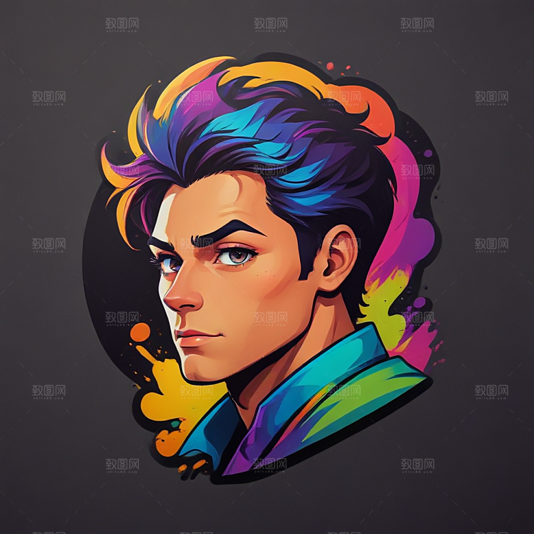 一名演员插画卡通风格贴纸