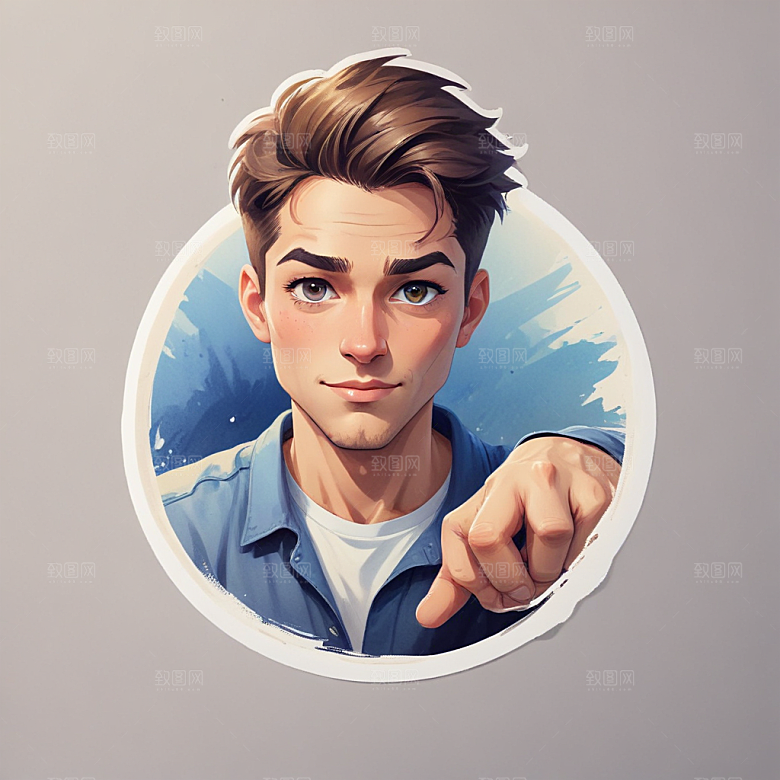 一名演员插画卡通风格贴纸