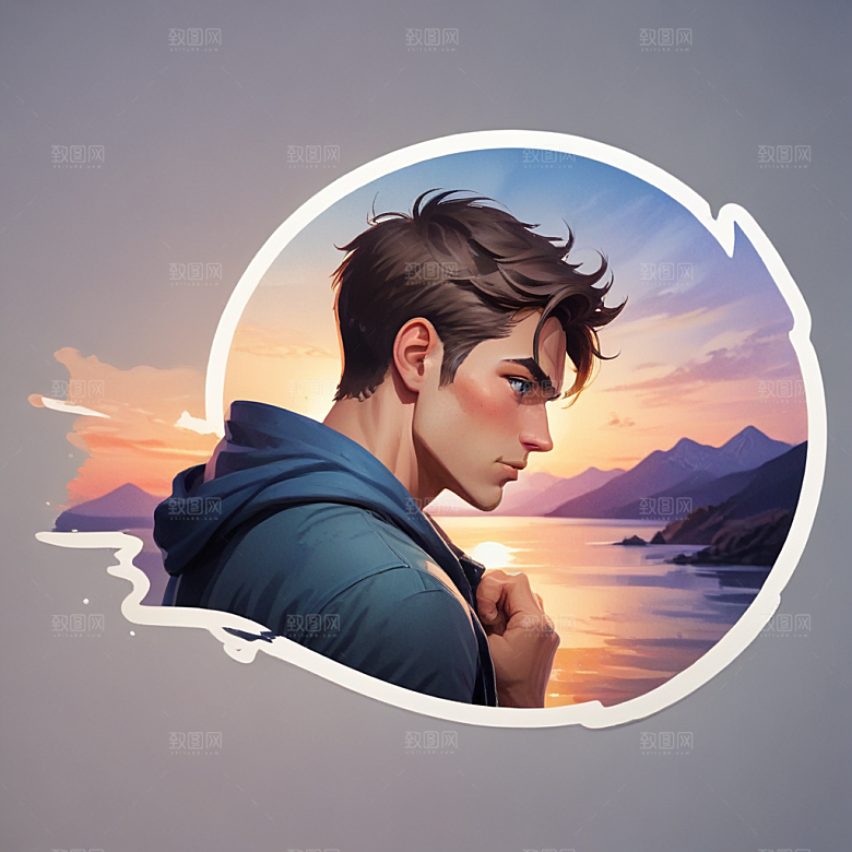 一名演员插画卡通风格贴纸
