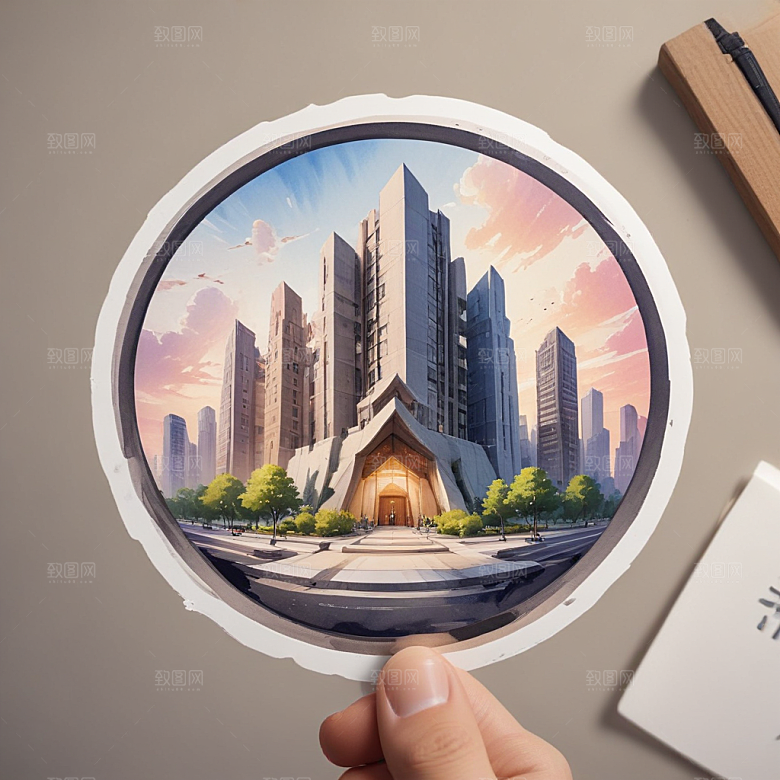 一名建筑师插画卡通风格贴纸