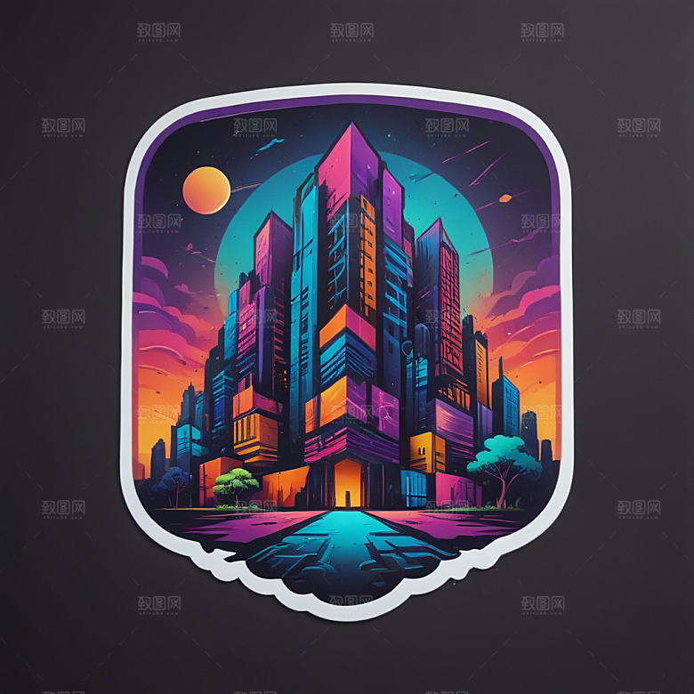 一名建筑师插画卡通风格贴纸