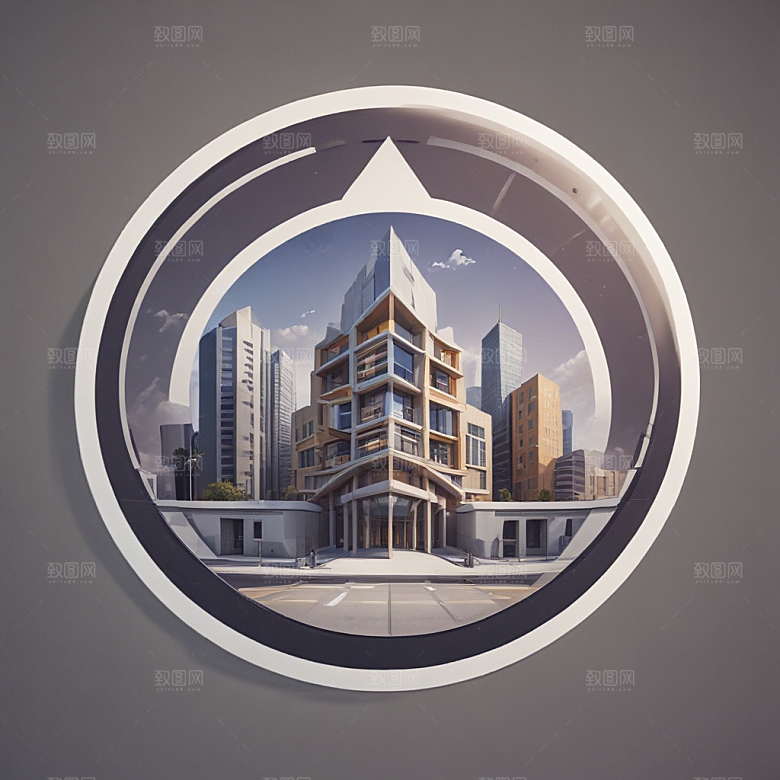 一名建筑师插画卡通风格贴纸