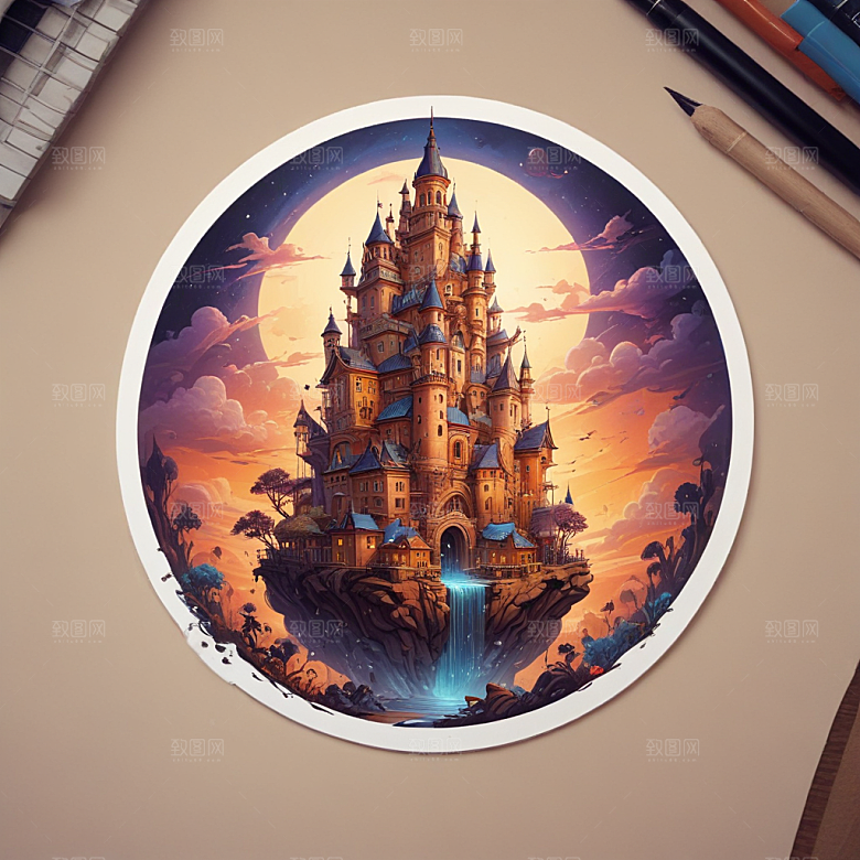 一名建筑师插画卡通风格贴纸
