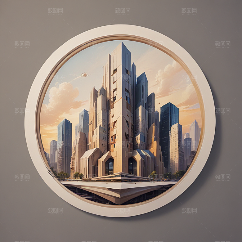 一名建筑师插画卡通风格贴纸