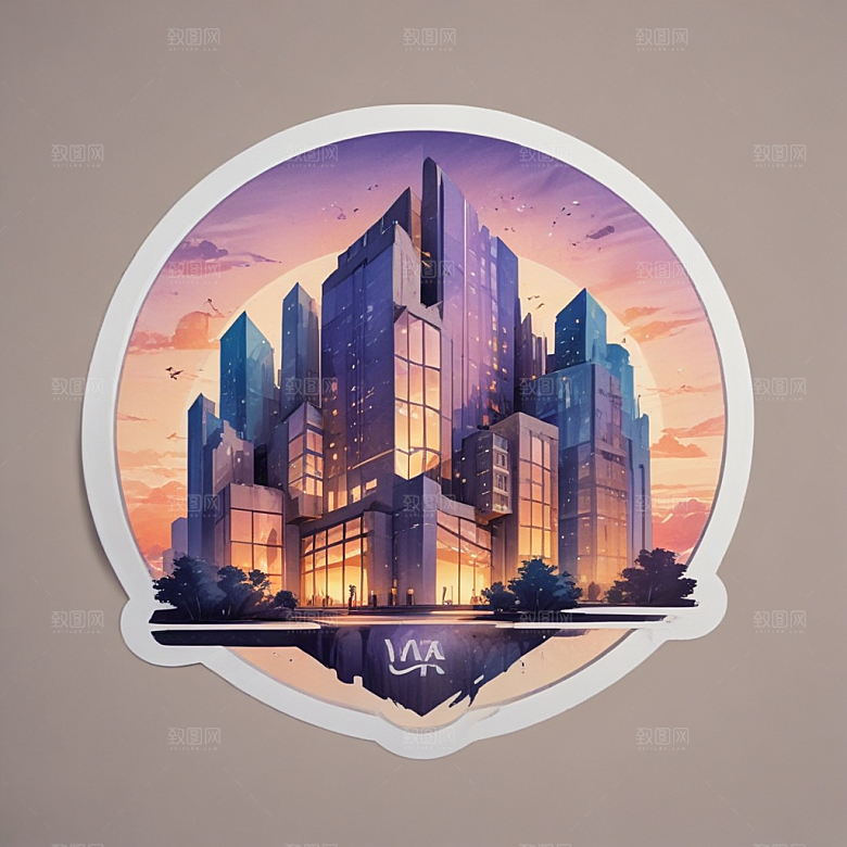 一名建筑师插画卡通风格贴纸