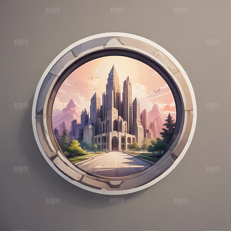 一名建筑师插画卡通风格贴纸
