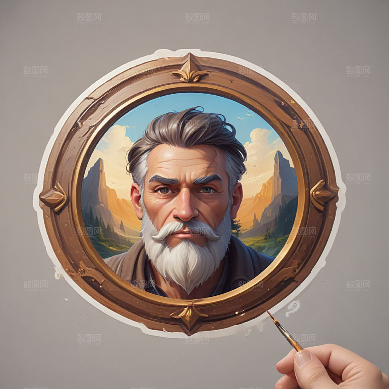 一名艺术家插画卡通风格贴纸