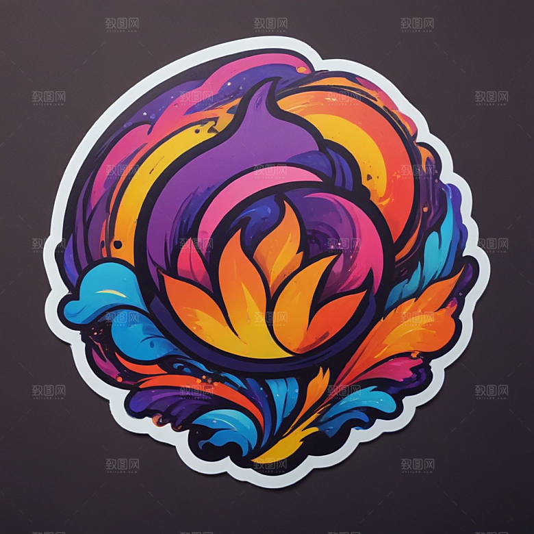 一名艺术家插画卡通风格贴纸