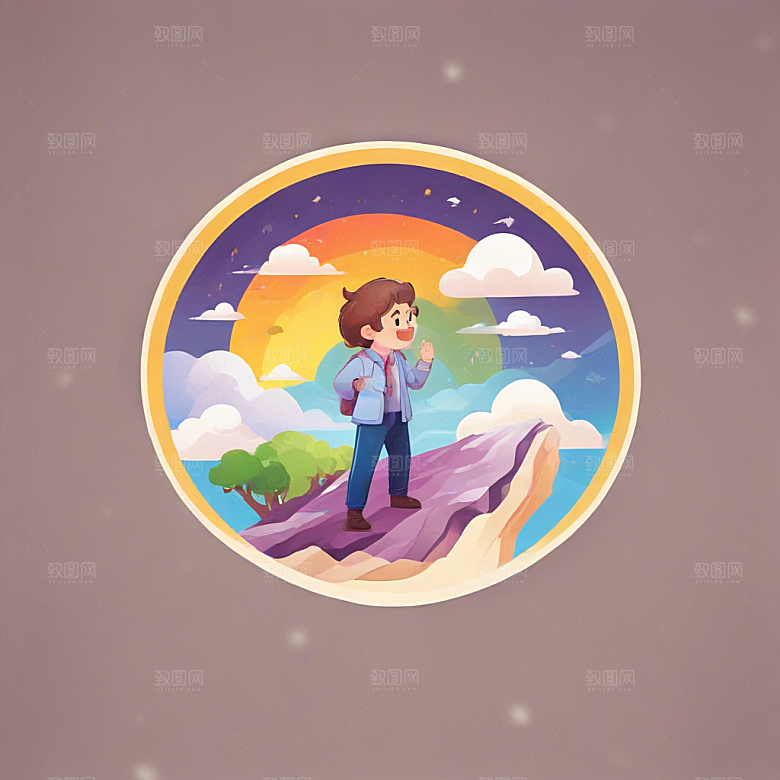 一名气象学家插画卡通风格贴纸