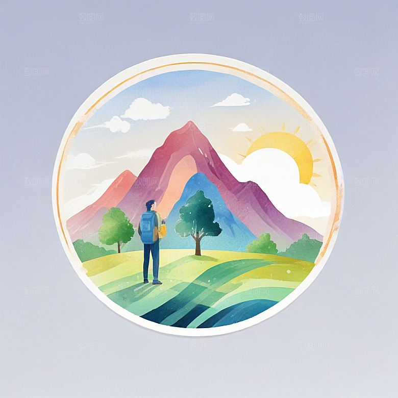 一名气象学家插画卡通风格贴纸