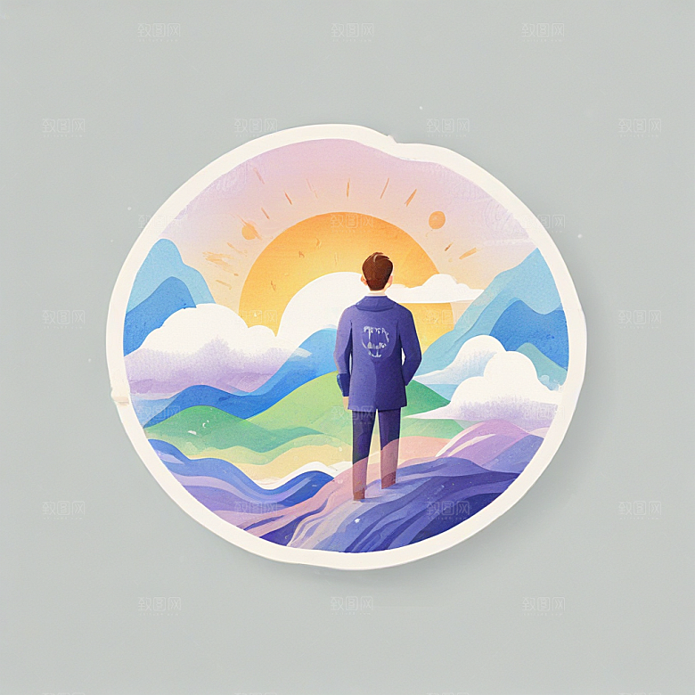 一名气象学家插画卡通风格贴纸