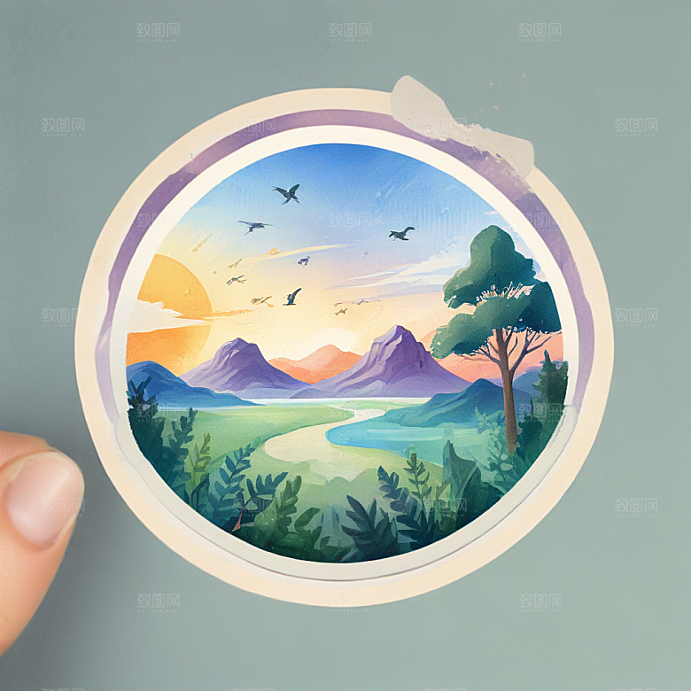 一名生物学家插画卡通风格贴纸