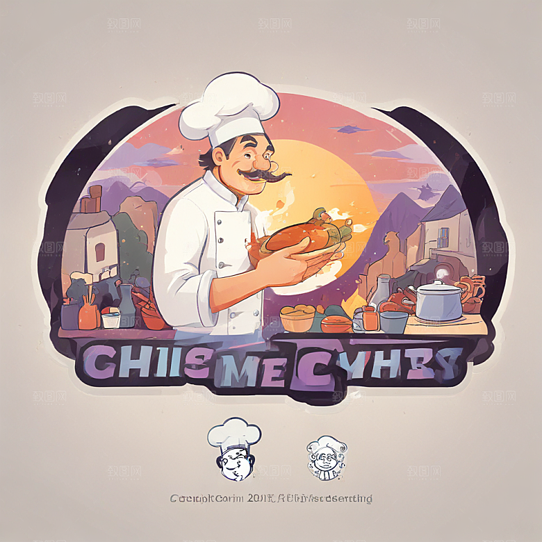 一名厨师插画卡通风格贴纸