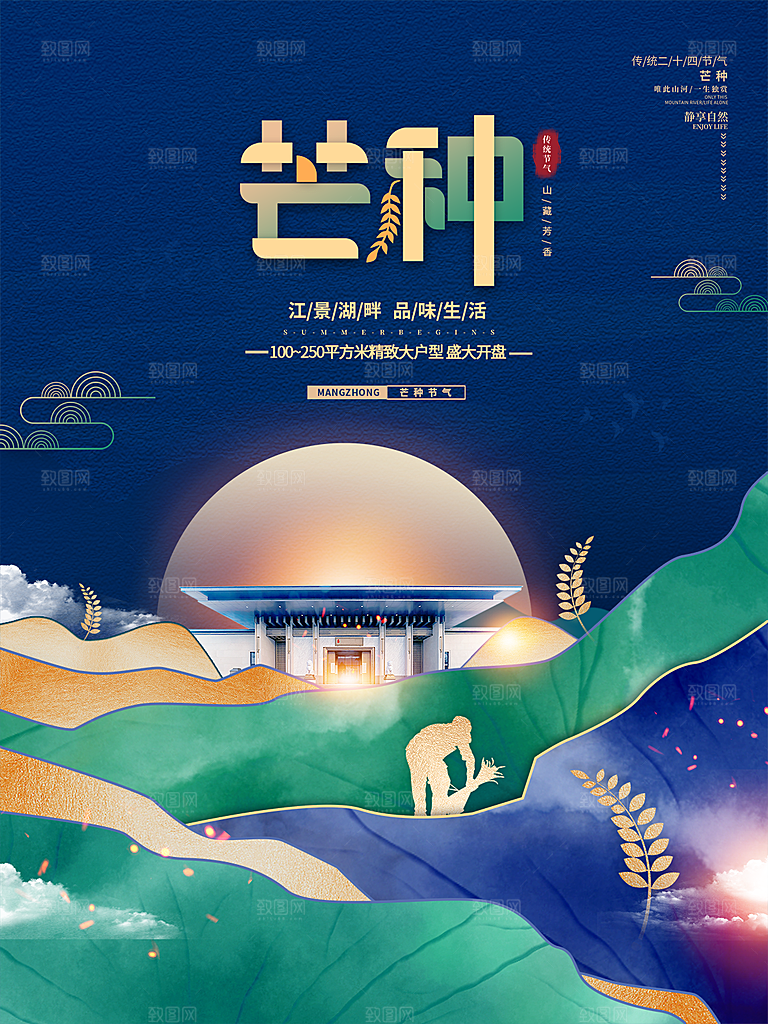 芒种节气简约大气海报