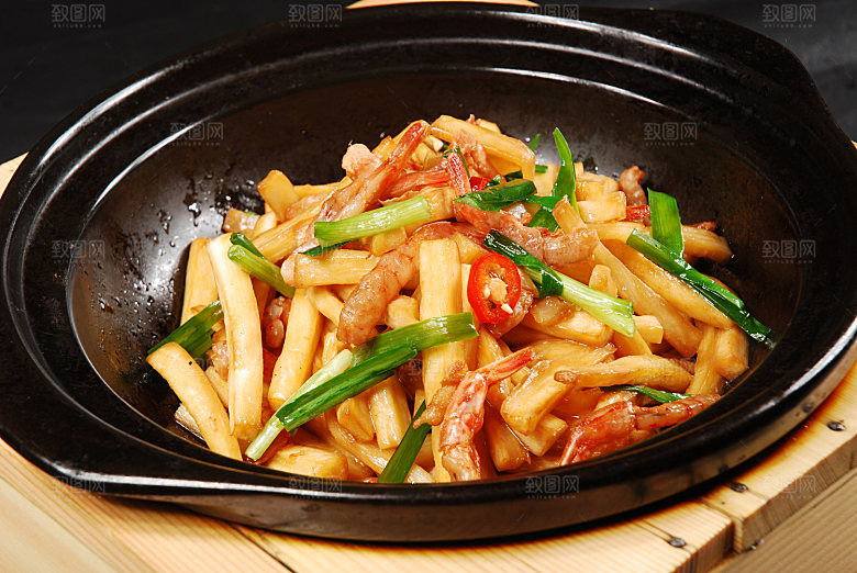 7虾干韭菜炒茭白 28图片设计素材