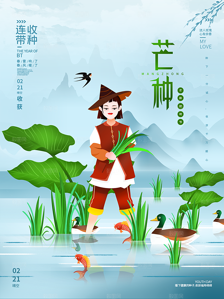 芒种节气简约大气海报
