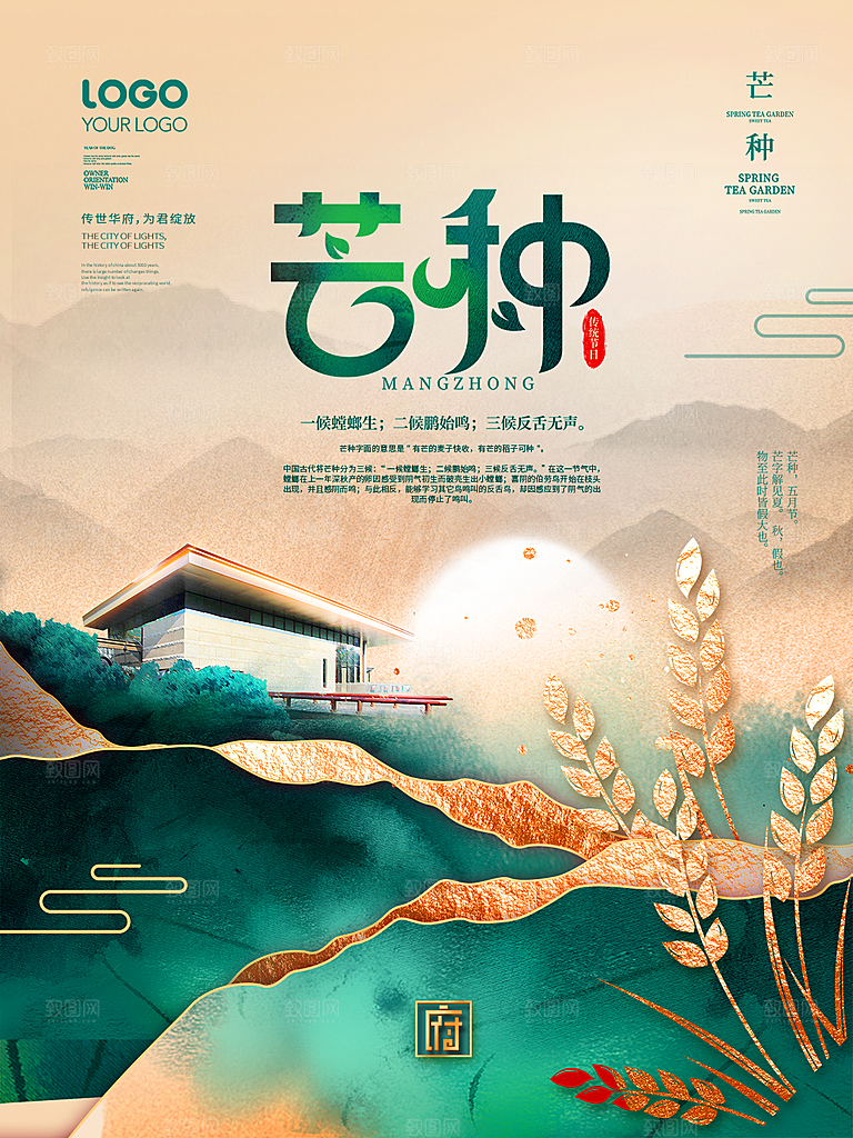 芒种节气简约大气海报