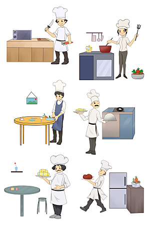 免抠卡通厨师元素