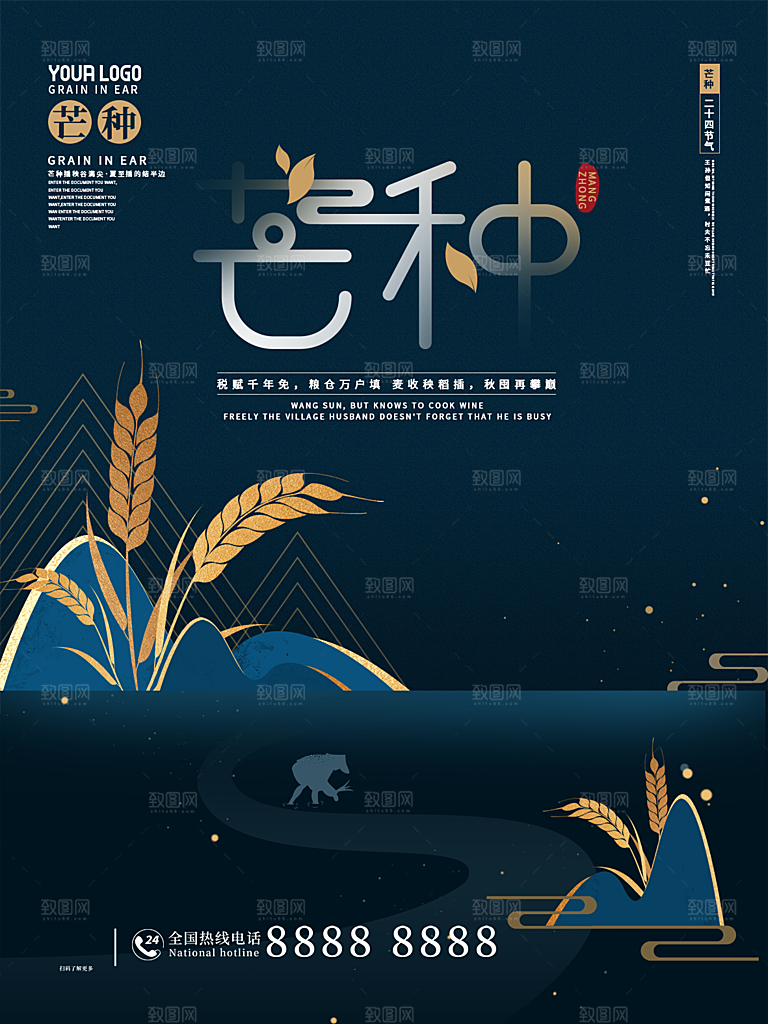 传统节气芒种海报模版