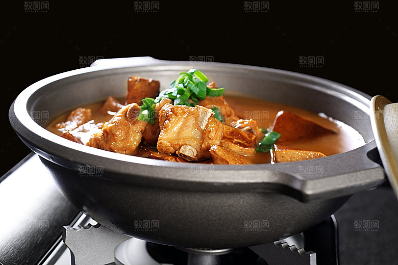 上海菜-马桥豆腐煲排骨图片设计素材