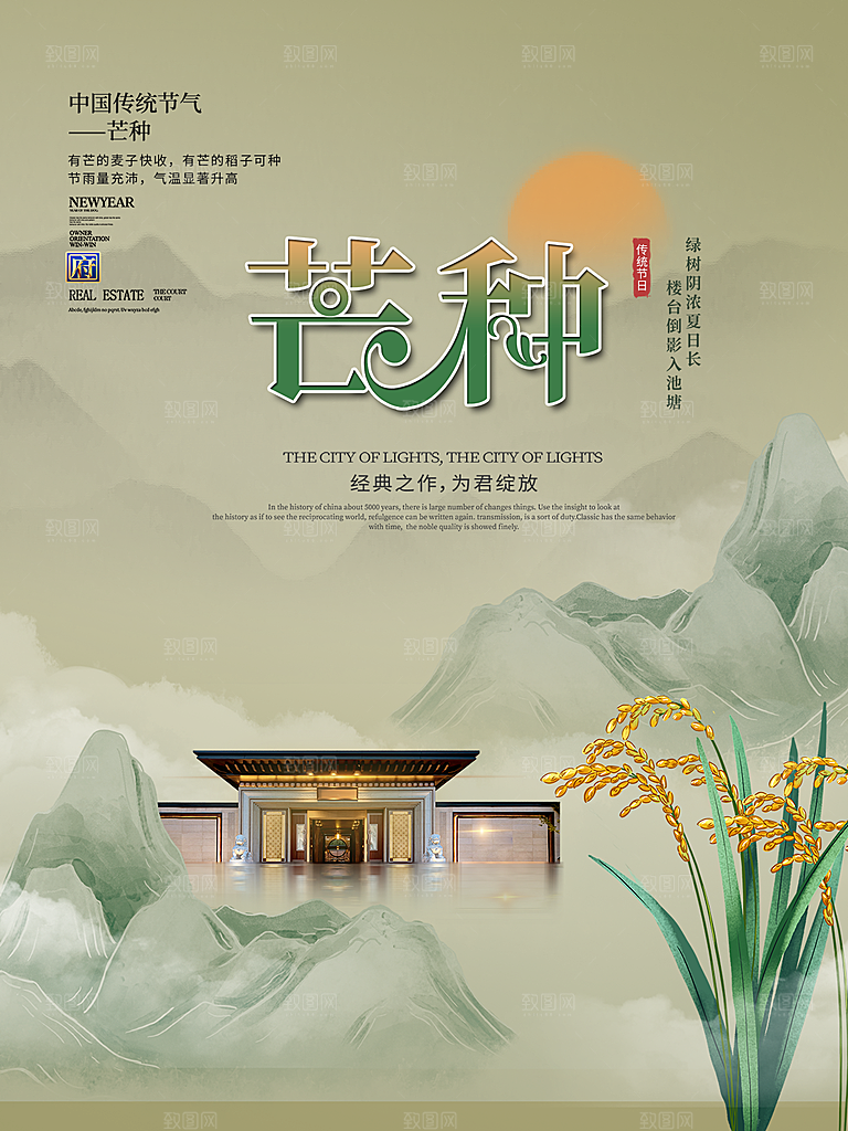芒种节气简约大气海报