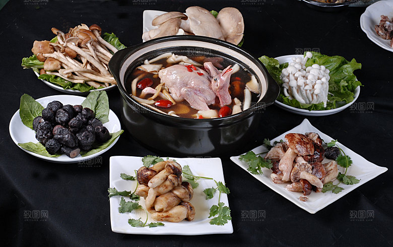 野菌乳鸽煲高清图片设计素材