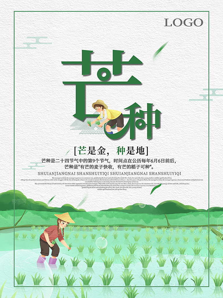 芒种节气简约大气海报