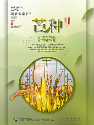 芒种节气简约大气海报